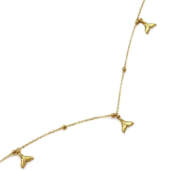 Tornozeleira Rabo Baleia Pendurado Banhado a ouro 18K