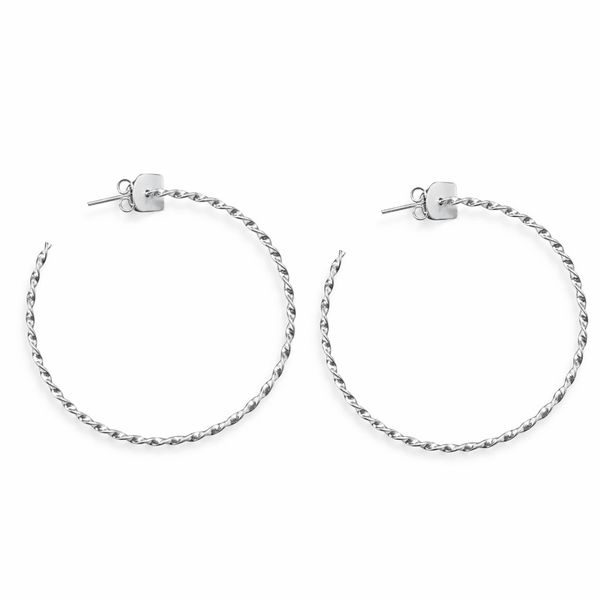 Brinco Argola Torcida Tarraxa N5 banhado a Prata 925