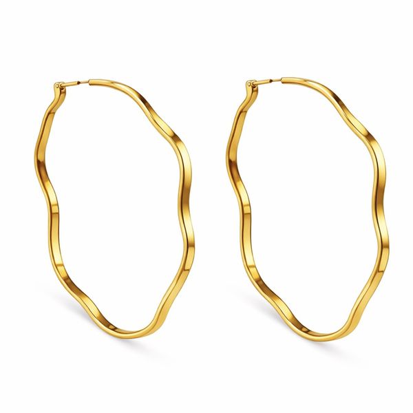 Brinco Argola Onda N4 Banhado a Ouro 18K