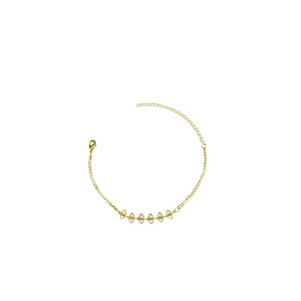 Pulseira Olho Grego Vazado Banhado A Ouro 18K