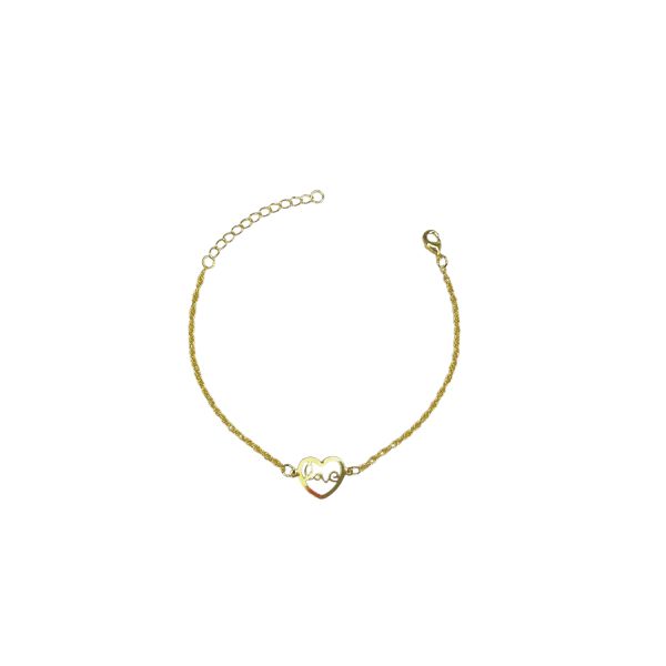 Pulseira Singapura Love Meio Banhado A Ouro 18K