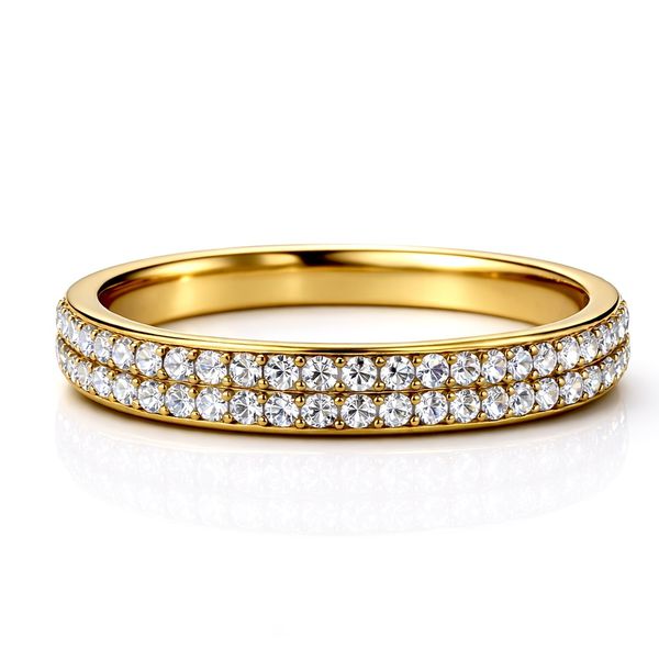 Anel Life Duplo Cravejado Aço Dourado