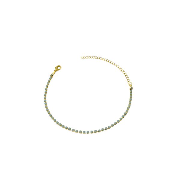 Pulseira Riviera Azul Bebê Banhado A Ouro 18K