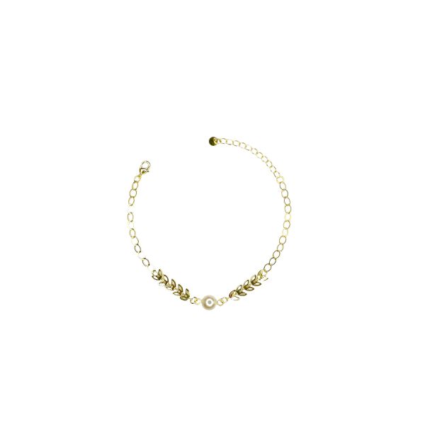 Pulseira Escama Pérola Banhado A Ouro 18K