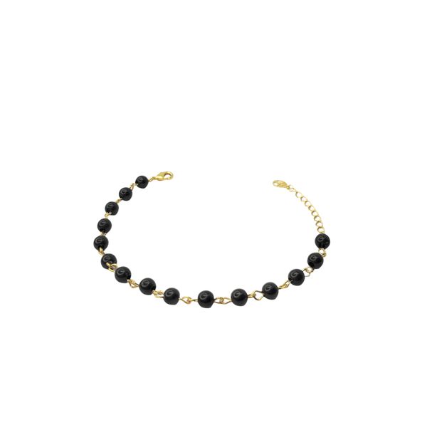 Pulseira Bola Preta Banhado A Ouro 18K