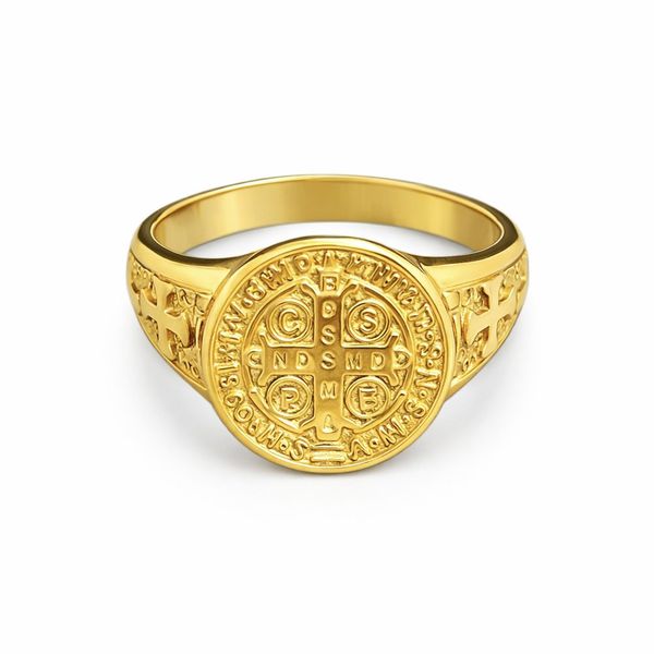 Dedeira São Bento Cruz Redonda Aço Dourada 