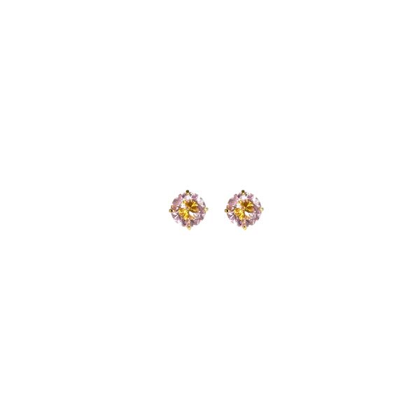 Brinco Diamante Rosa Banhado A Ouro 18k