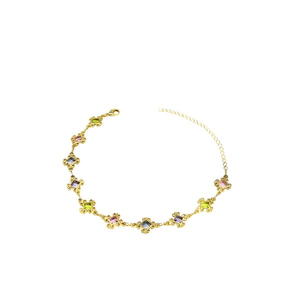 Pulseira Tiffany Quadrada Moldura Espaçada Banhado A Ouro 18K