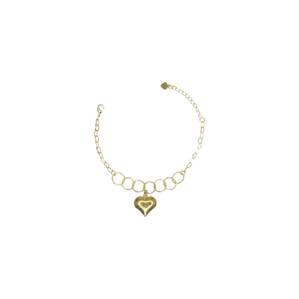 Pulseira Argola Coração Abaulada Banhado A Ouro 18K