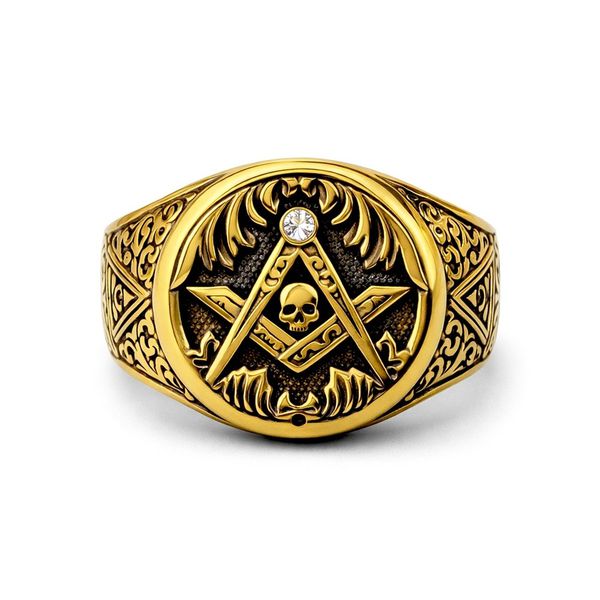 Dedeira Maçonaria Pedra Única Cristal Aço Dourado