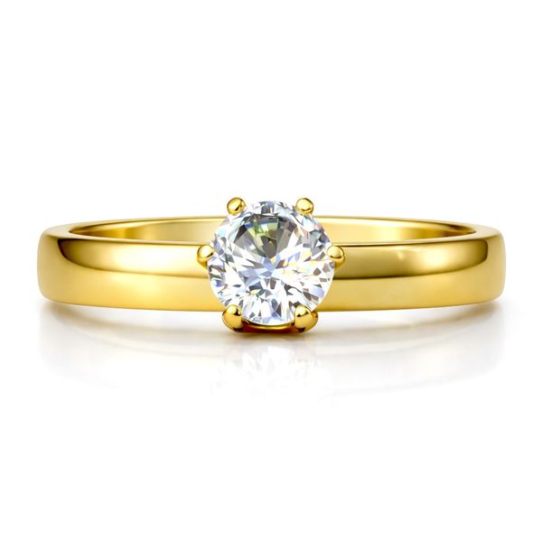 Anel Solitário 4 Milímetros Aço Dourado 