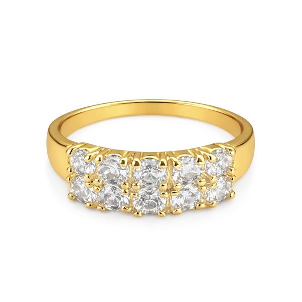 Anel Tela Cristal Zircônia Banhado a Ouro 18K