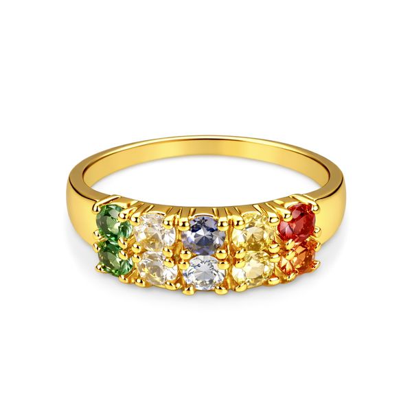 Anel Tela Colorida Cravejado Banhado a Ouro 18K