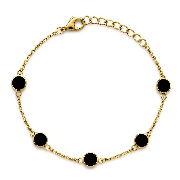 Pulseira Tiffany Preta Banhado a Ouro 18k