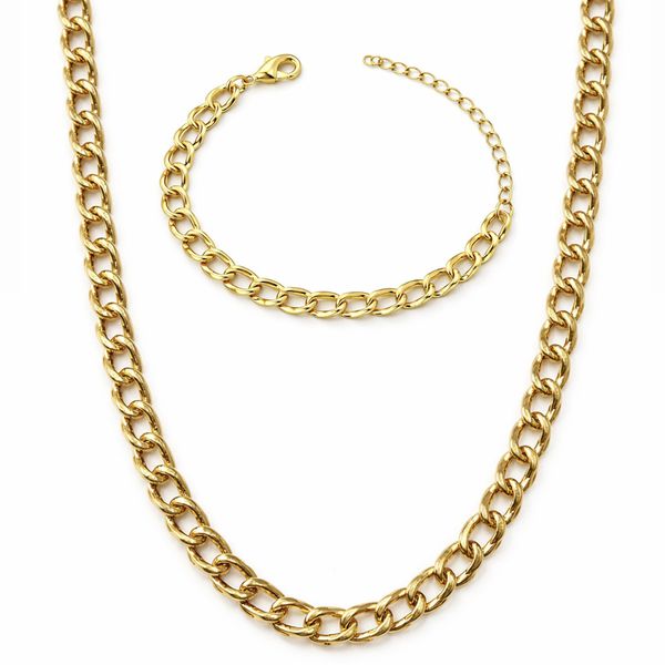 Conjunto Grumet Dois Elos Banhado a Ouro 18K