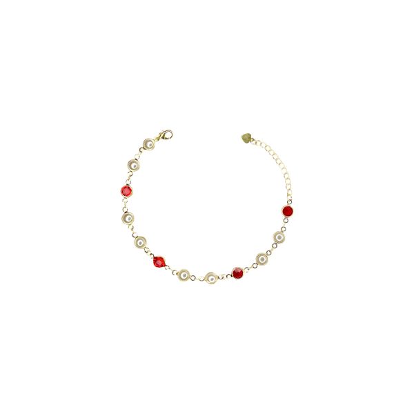 Pulseira Pérola Tiffany Vermelha Banhado A Ouro 18K