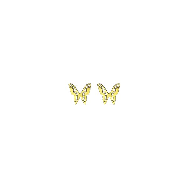Brinco Borboleta Chá Vazado Banhado A Ouro 18K