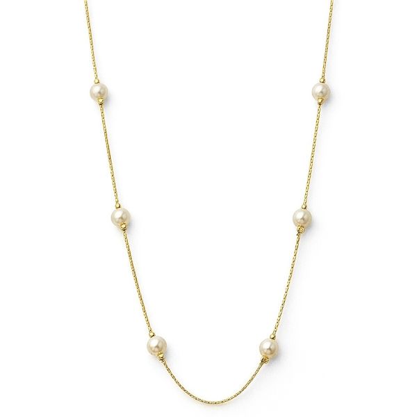 Colar L90 Pérolas Espaçadas Banhado a Ouro 18K