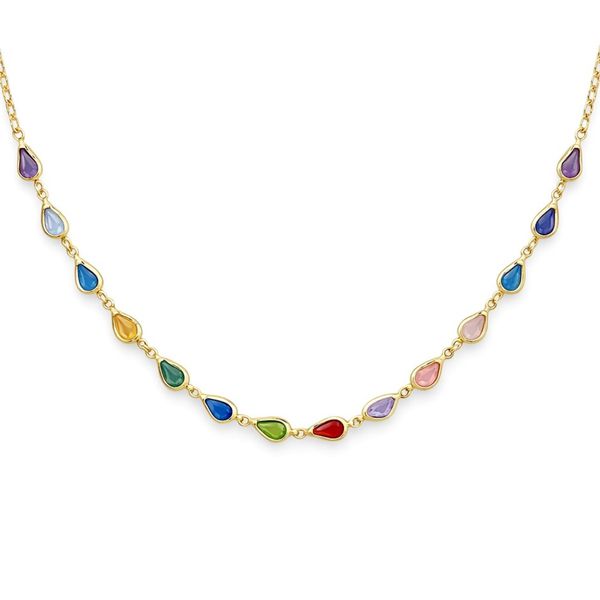 Colar Tiffany Gota Colorida Banhado a Ouro 18K