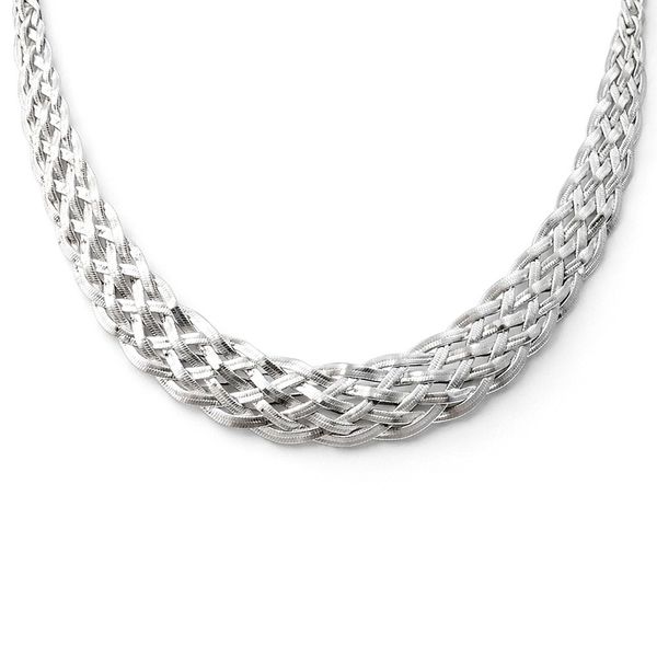 Colar Trançada 7 Fios Banhado a Prata 925