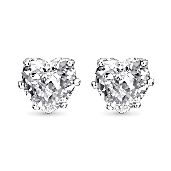 Brinco Pedra Coração Zircônia Banhado a Prata