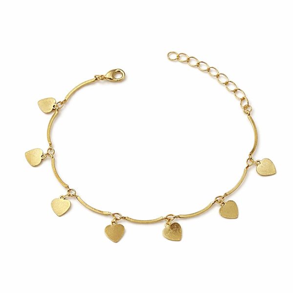 Pulseira Coração Pendurado Canutilho Banhado a Ouro 18K