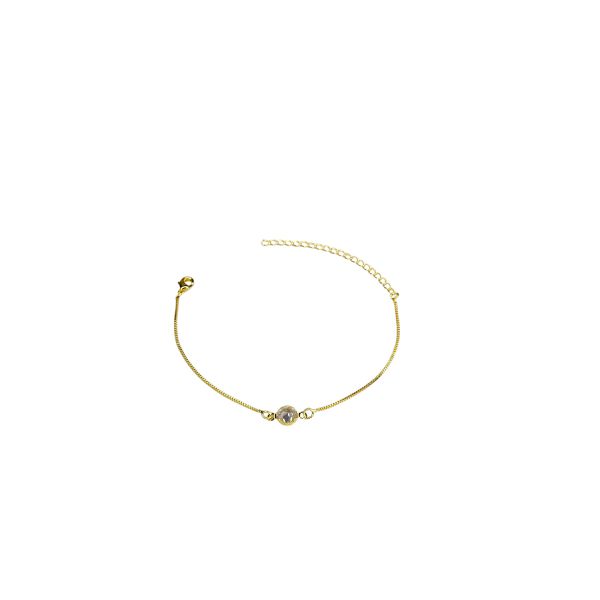 Pulseira Ponto Luz Zircônia Lagosta Banhado A Ouro 18K