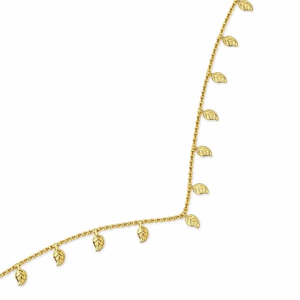 Tornozeleira Folha Elo Bolinha Banhado a Ouro 18K