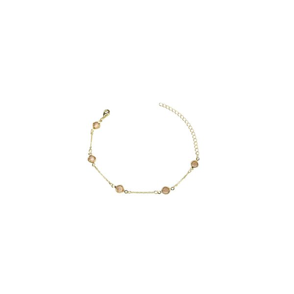 Pulseira Cinco Tiffany Salmão Espaçada Banhado A Ouro 18K