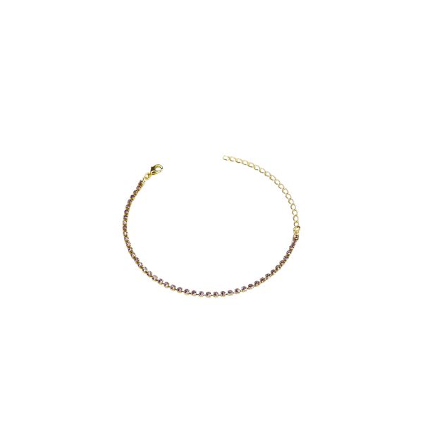 Pulseira Riviera Lilás Banhado A Ouro 18K