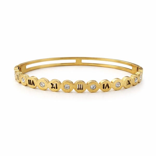 Pulseira Bracelete Romano Bvlgari Aço Dourado 