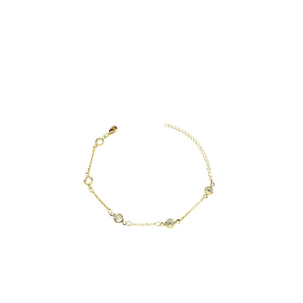 Pulseira Cinco Tiffany Cristal Espaçada Banhado A Ouro 18K