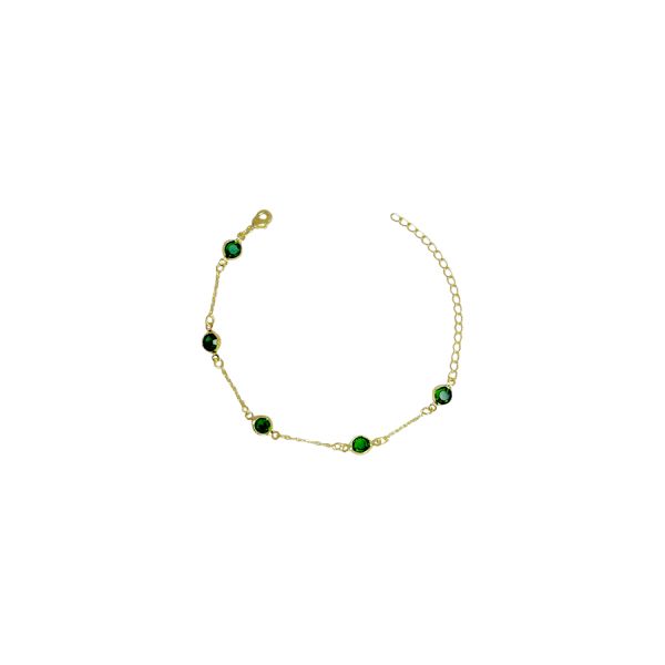 Pulseira Cinco Tiffany Verde Banhado A Ouro 18K