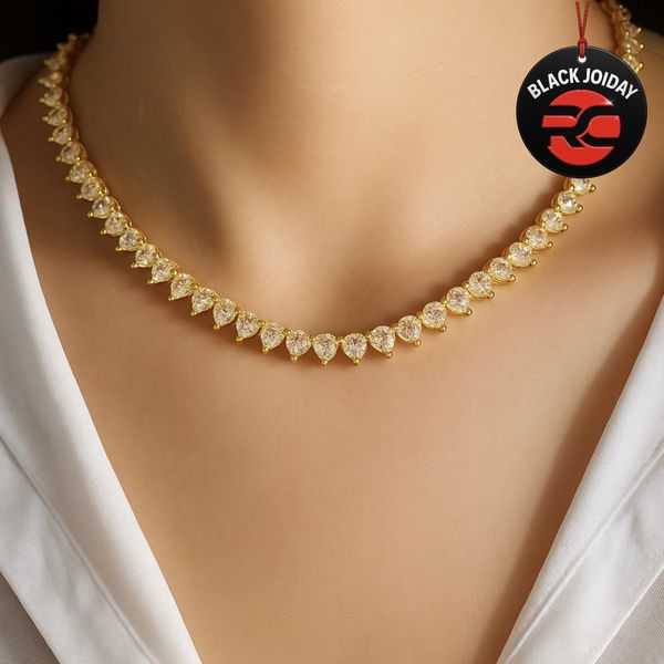 Colar Coração Viena 100 Zircônias Banhado a Ouro 18K