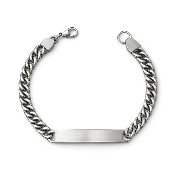 Pulseira Grumet Placa Lisa Fecho Lagosta Aço Inoxidável