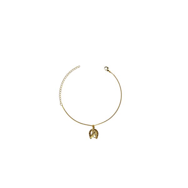 Pulseira Veneziana Ferradura Pendurado Banhado A Ouro 18K