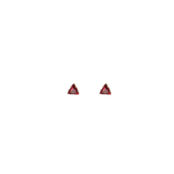 Brinco Triangulo Vermelho Zircônia Banhado A Ouro 18K