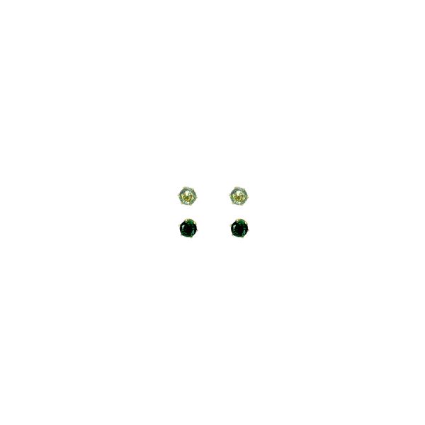 Brinco Duo Redondo Verde Banhado A Ouro 18K