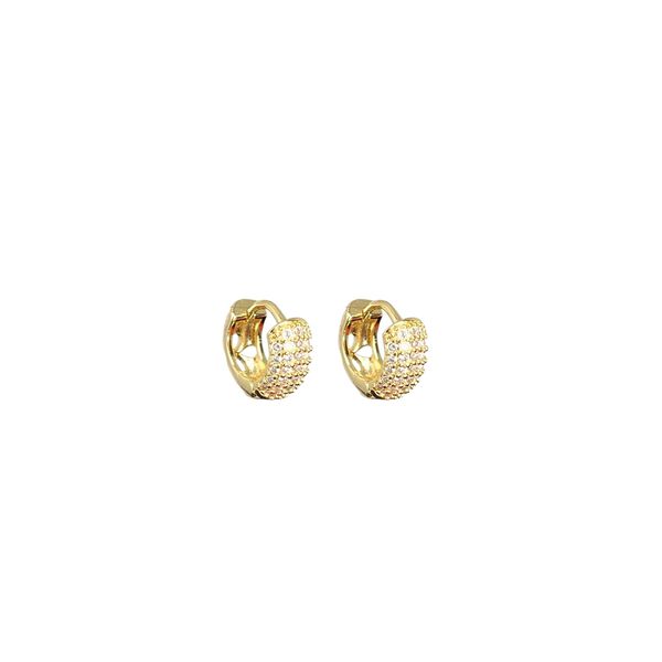 Brinco Argola Cravejada Zircônia Banhado A Ouro 18K