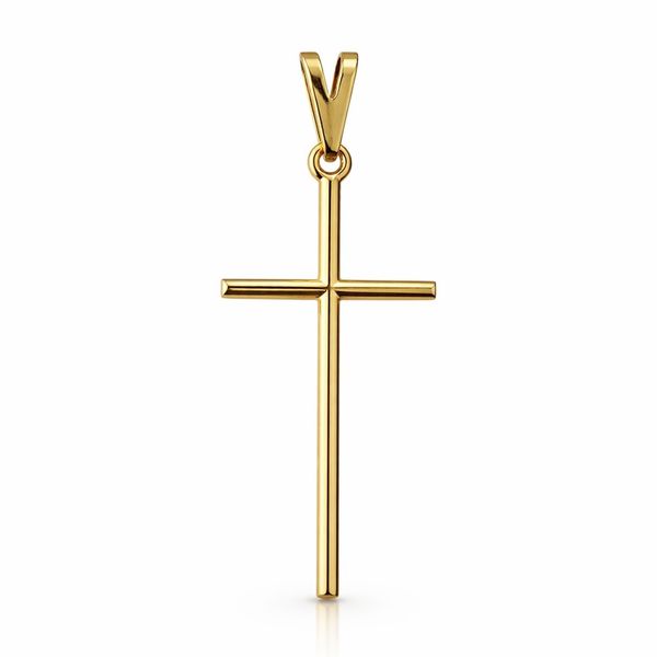 Pingente Cruz Palito Mini Banhado a Ouro 18K