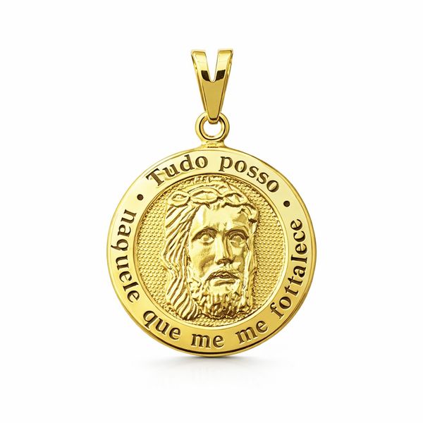 Pingente Face Tudo Posso Banhado a Ouro 18K