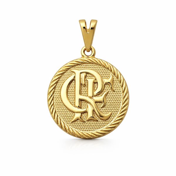Pingente Flamengo Redondo Banhado a Ouro 18k