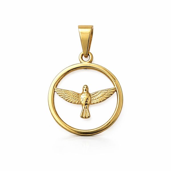 Pingente Espírito Santo Vazado Aço Dourado