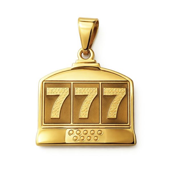 Pingente 777 Roleta Aço Dourado
