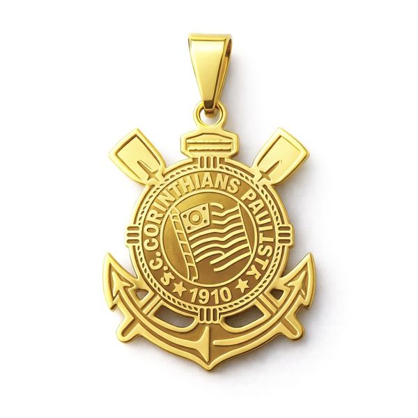 Pingente Corinthians Aço Dourado