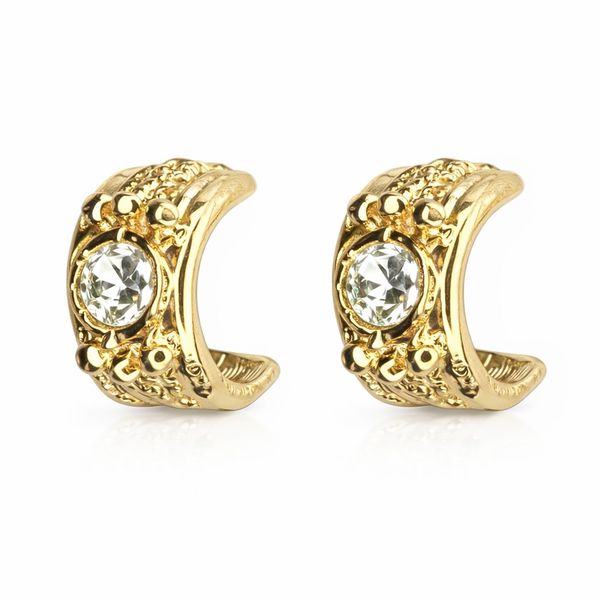 Brinco Argola Delicate Strass Banhado A Ouro 18K