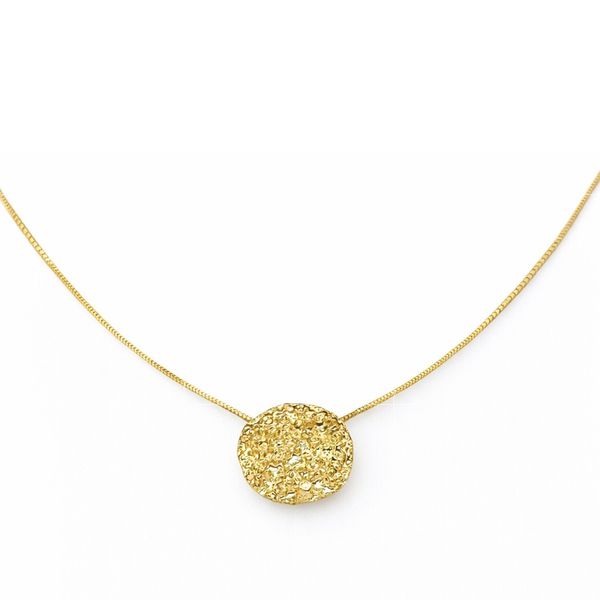 Colar Botão Textura Banhado A Ouro 18K