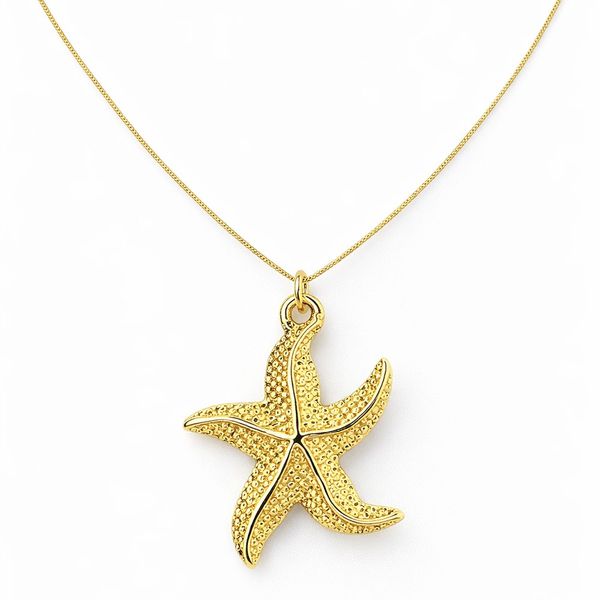 Colar Estrela Do Mar Banhado A Ouro 18K