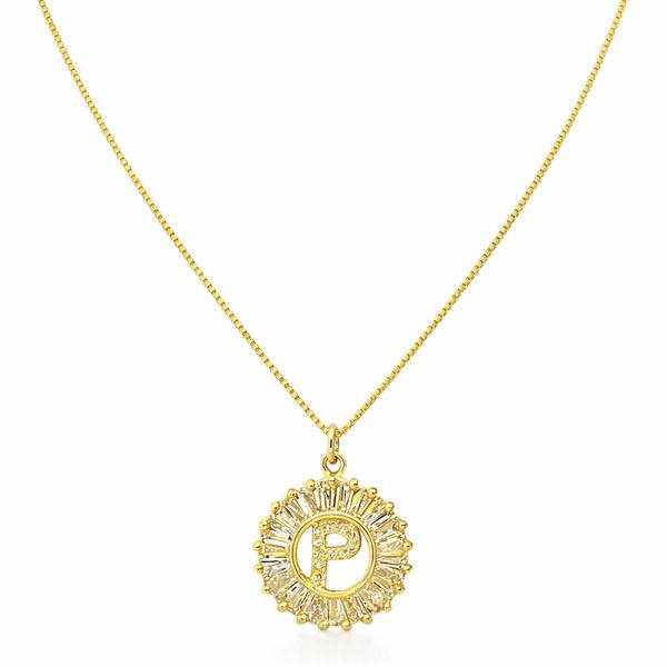 Colar letra P Mandala Banhado a Ouro 18K