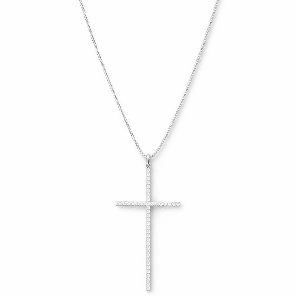 Colar Cruz Palito Cravejado Banhado a Prata 925